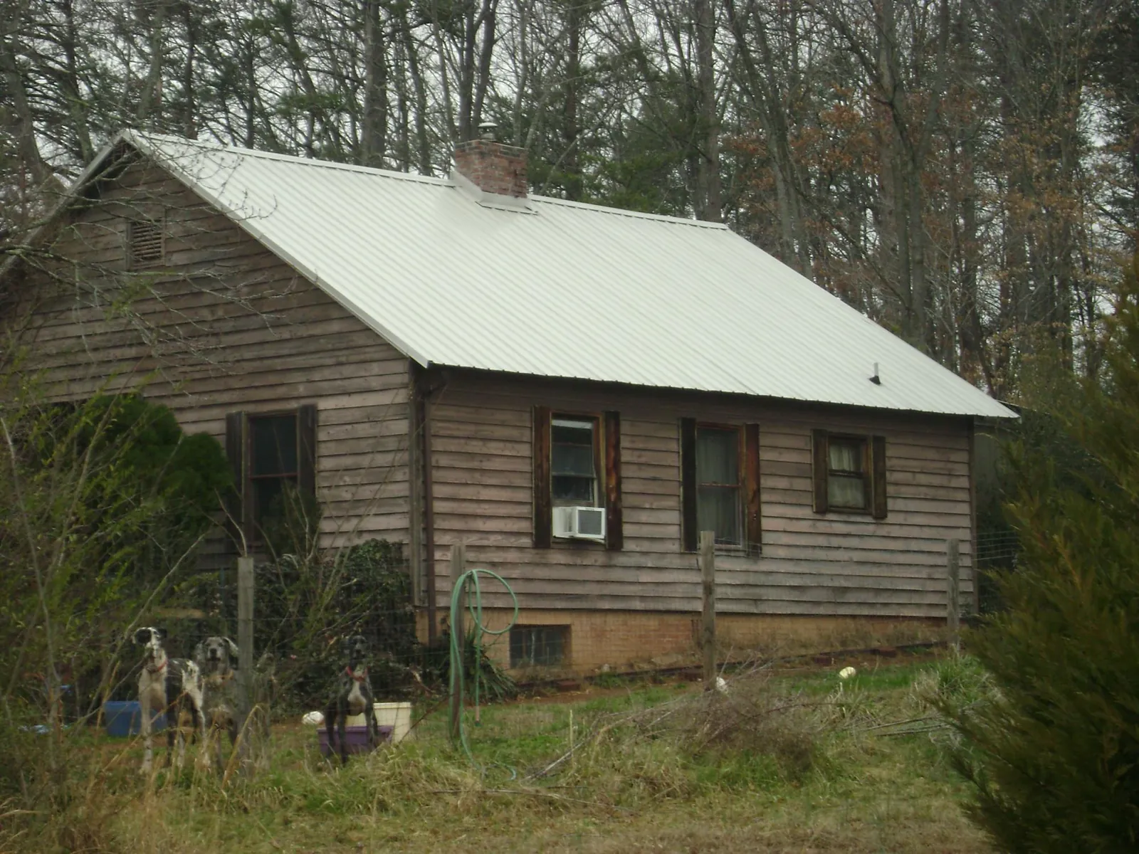 White metal roof on an old wood sided farmhouse, from a Metal Roof Installation job in Bridger